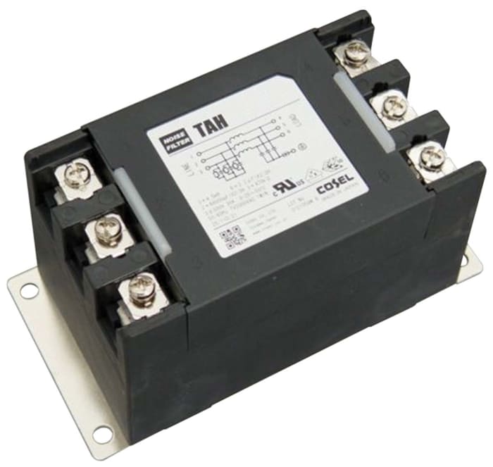 Filtr RFI, řada: TAH, 68nF, 500 V AC, 10 kHz → 1MHz, Montáž do panelu, Šroub, 30A, 2,5 mA, Cosel, Single Stage,
