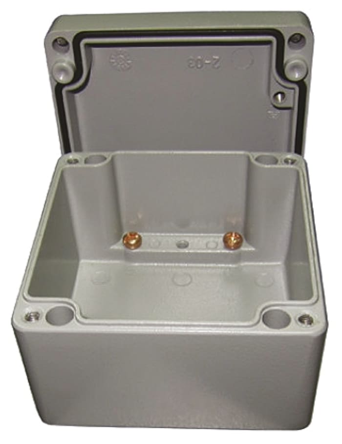 RS PRO Grey Die Cast Aluminium Enclosure, IP66, Grey Lid, 330 x 230 x 110mm