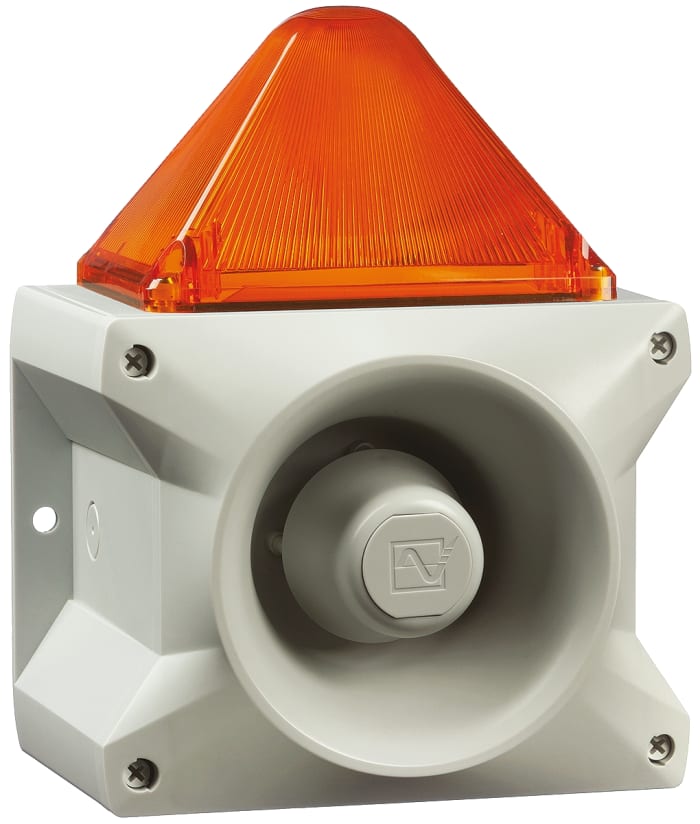 Pfannenberg PA X 10-10 Series Amber Sounder Beacon, 24 V dc, Base Mount, 110dB at 1 Metre