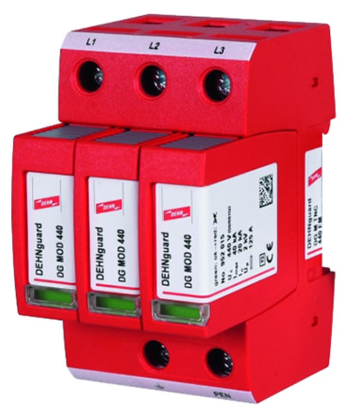 Protector contra transitorios modular DG Dehn, Protector Tipo 2, 440V, 40 kA, Carril DIN