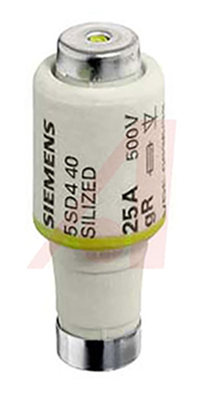 Siemens 25A DII Bottle Fuse, E27 Thread Size, gR, 500V ac/dc