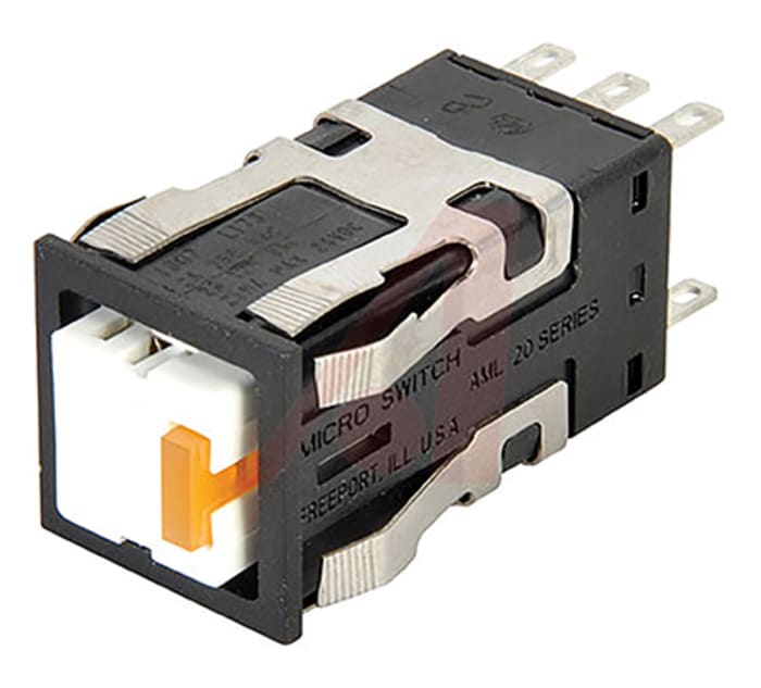 Honeywell Illuminated Push Button Switch, Momentary, Panel Mount, DPDT, Yellow LED, 24V