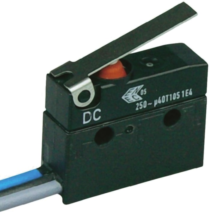 ZF Lever Microswitch, Lead Terminal, 10 A @ 250 V ac, SPDT, IP67