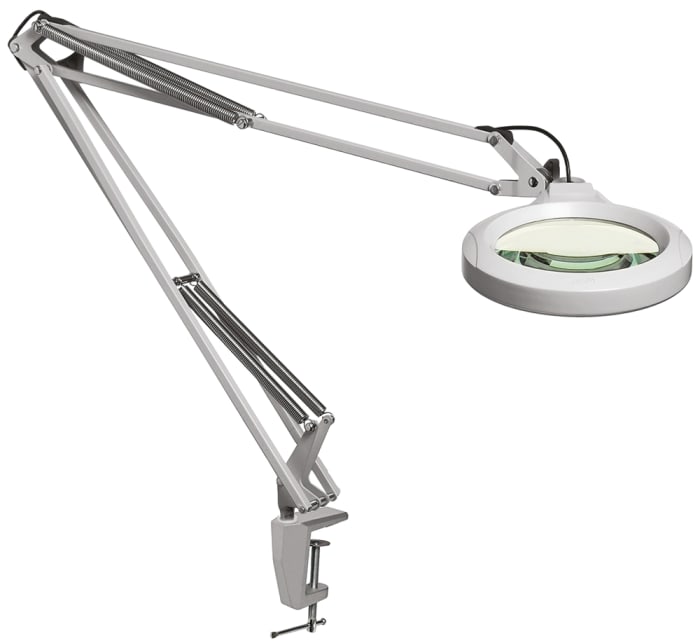 Luxo LFM LED Bench Magnifier with Table Clamp, 5dioptre, 127mm Lens Dia., 127mm Lens