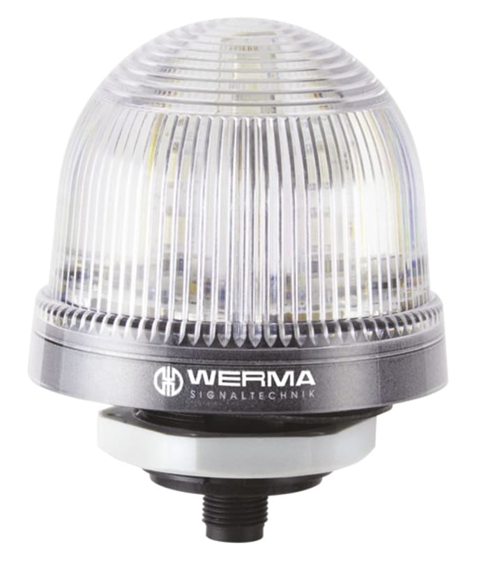 Werma EM 816 Series Clear Steady Beacon, 24 V dc, Base Mount, LED Bulb, IP65