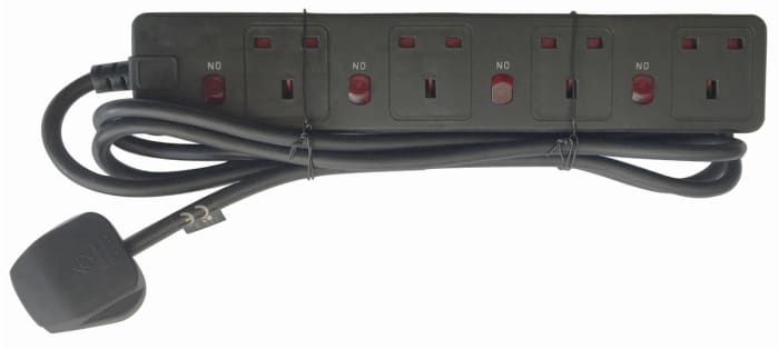RS PRO Type G - British 4 Gang Extension socket, 5m Cable, 250 V