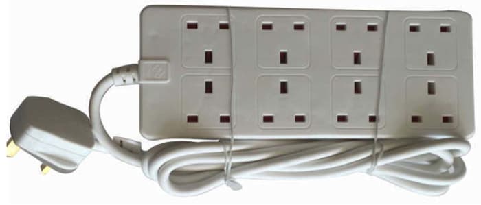 RS PRO Type G - British 8 Gang Extension socket, 2m Cable, 250 V