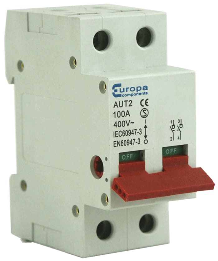 Interrupteur-sectionneur Europa, 2P, 63A, 230 → 400V c.a.
