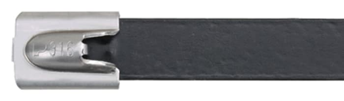 Panduit Cable Tie, Self Locking, 521mm x 7.9 mm, Black Polyester Coated Stainless Steel, Pk-50