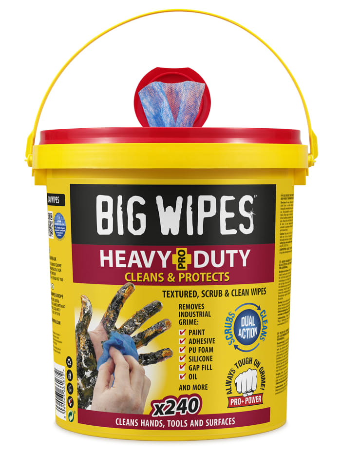 Toallitas desechables para Limpieza industrial Big Wipes HEAVY DUTY PRO+ de color Azul, en Cubo de 240