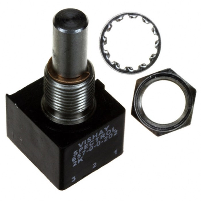 Vishay 657 2kΩ Rotary Potentiometer 1-Gang Bushing Mount, 657-0-0-202