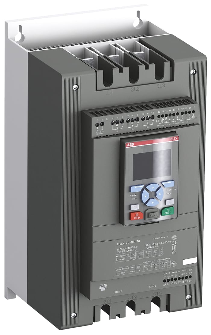 Démarreur progressif progressif, triphasé ABB PSTX, 110 kW (en ligne), 200 kW (delta intérieur) 208 → 600 V c.a.
