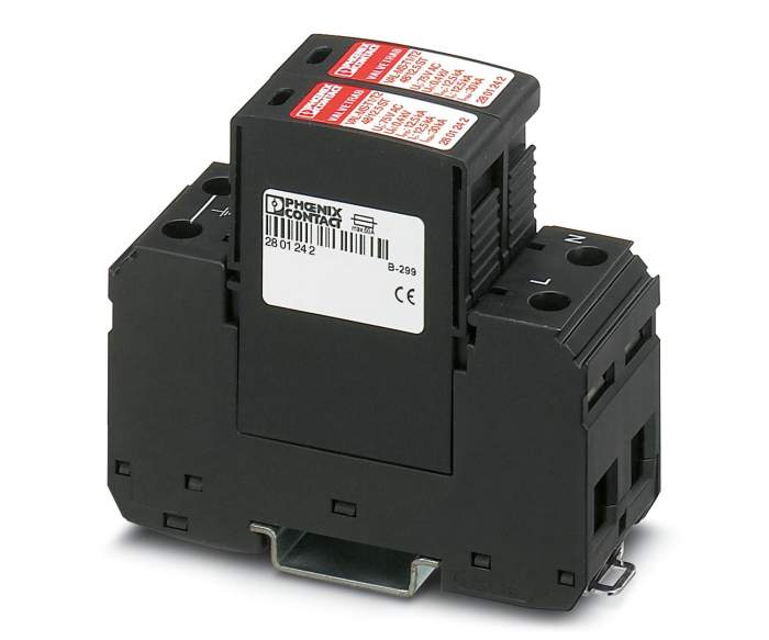 Arrestor de transitorios fotovoltáicos/iluminación Phoenix Contact, Protector de Iluminación, 75 V ac, 100 V dc, 30kA,