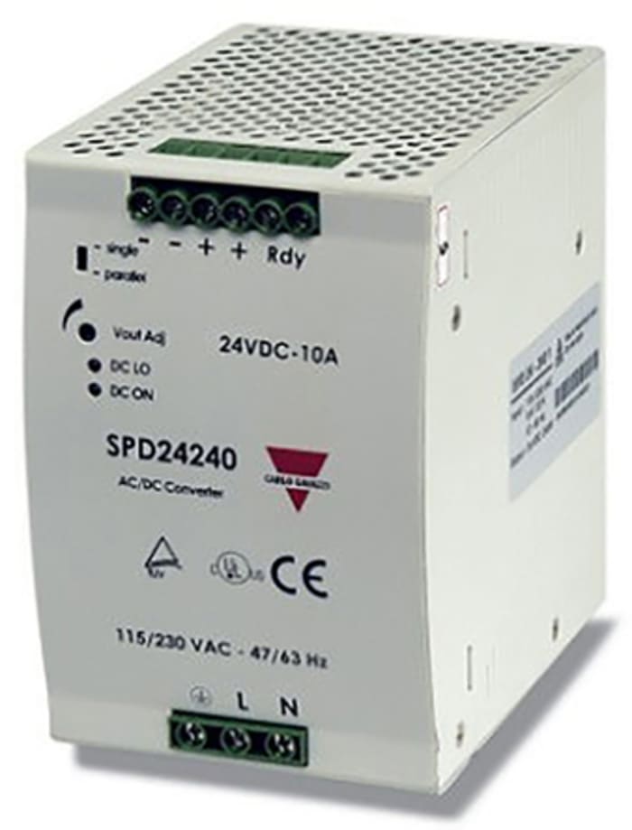 Carlo Gavazzi Switched Mode DIN Rail Power Supply, 180 → 264 V ac / 210 → 375V dc ac, dc Input, 24V dc dc