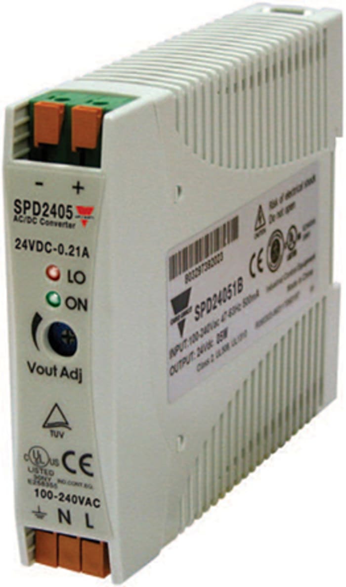 Carlo Gavazzi Switch Mode DIN Rail Power Supply, 90 → 265V ac ac, dc Input, 24V dc dc Output, 210mA Output, 5W
