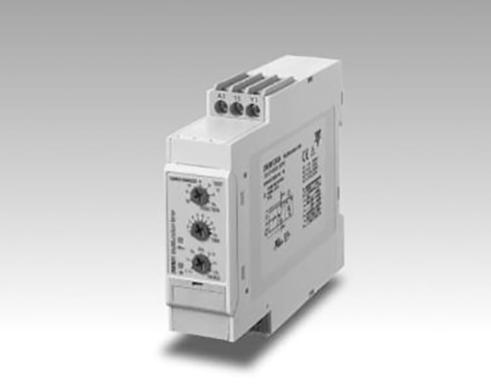 Relais temporisé Carlo Gavazzi, 24 → 240 V ac, 24V c.c., Rail DIN, 2 contacts