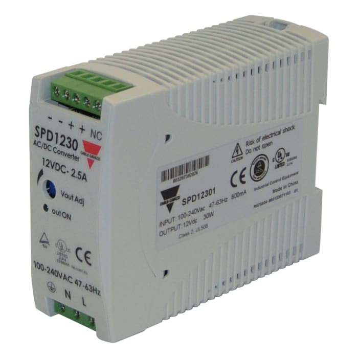 Carlo Gavazzi Switched Mode DIN Rail Power Supply, 85 → 264 V ac / 90 → 375V dc ac, dc Input, 12V dc dc