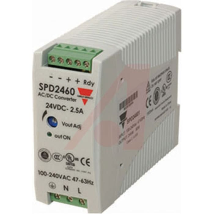 Carlo Gavazzi Switched Mode DIN Rail Power Supply, 90 → 265 V ac / 120 → 370V dc ac, dc Input, 24V dc dc