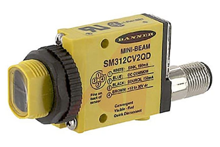 Banner Convergent Photoelectric Sensor, Block Sensor, Maximum of 16 mm Detection Range