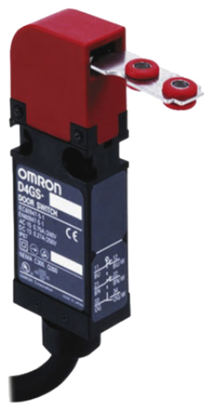 Interruptor de Bloqueo de Seguridad Omron D4GS-N4R, Cable, 2, 3 NC, 2,5 A, 240V, 250V, 1 NC, 2NC, Plástico, Llave,