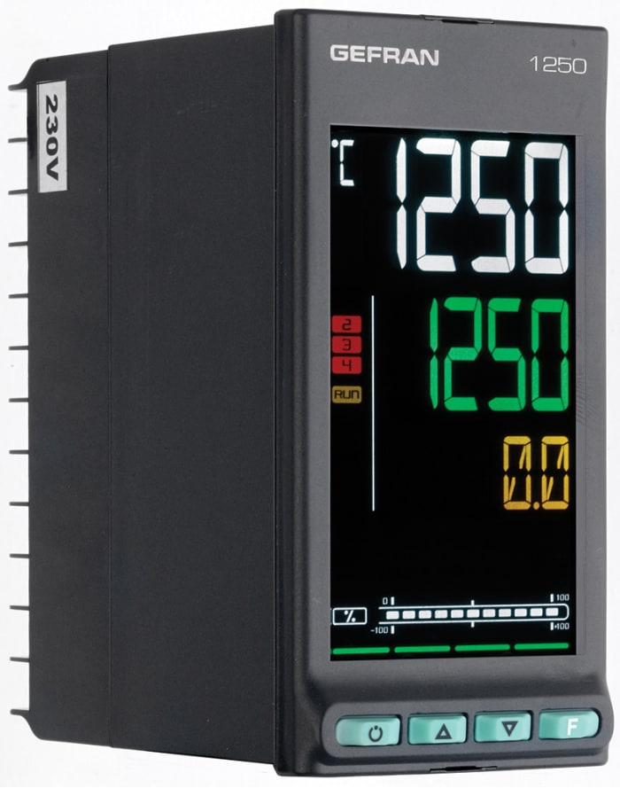 Gefran 1250 PID Temperature Controller, 48 x 96mm, 2 Output Relay, 100 → 240 V ac Supply Voltage