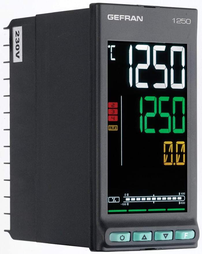 Gefran 1250 PID Temperature Controller, 48 x 96mm, 3 Output Relay, 100 → 240 V ac Supply Voltage