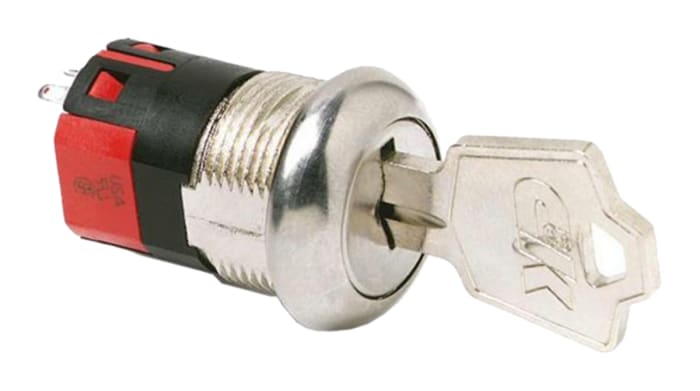 C & K Key Switch, DPST, 4 A 3-Way Flat-Key