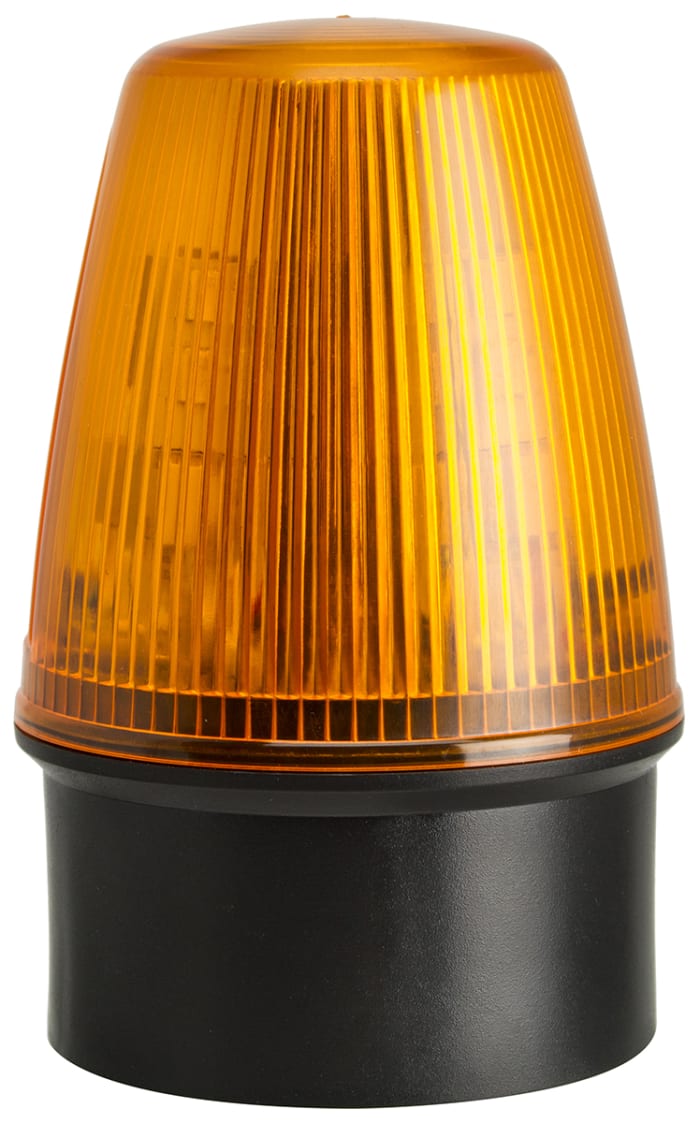 Moflash LED100 Series Amber Flashing Beacon, 10 → 17 V ac/dc, Surface Mount, LED Bulb, IP65