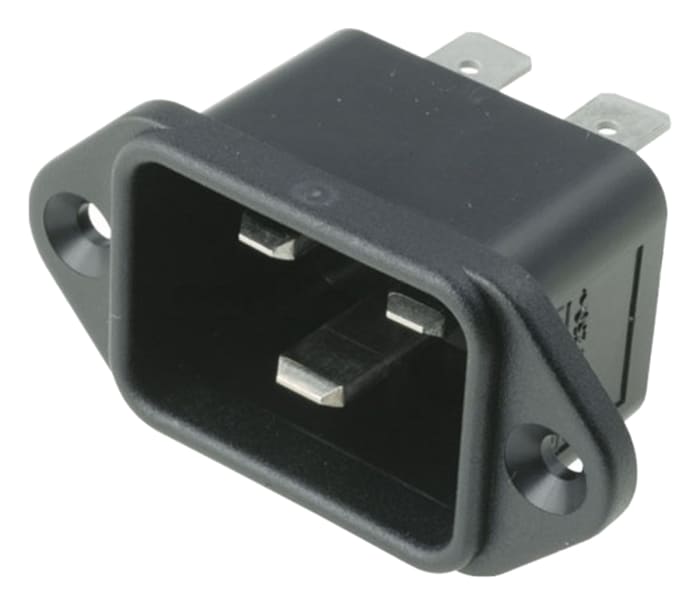 Connecteur IEC Mâle C20 Bulgin, Montage panneau, 16A, fusibles