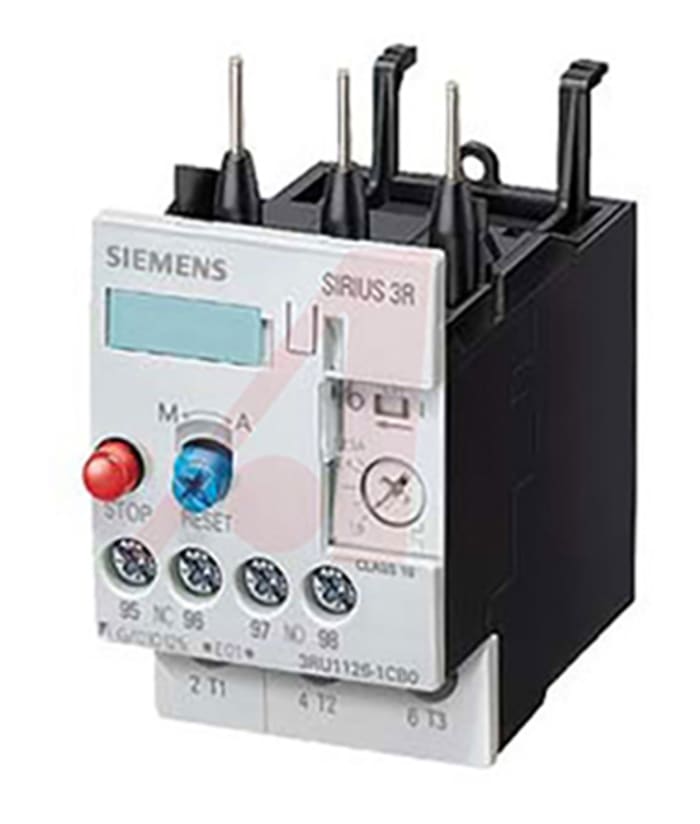 Siemens 3RU11 Overload Relay NO/NC, 3 A Contact Rating, 6 W, 400 V ac, 3P, SIRIUS