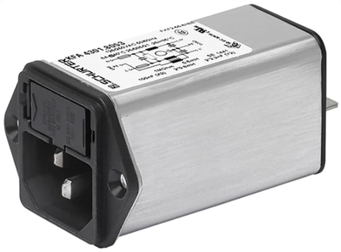 Schurter 2A, 250 V ac Male Screw Filtered IEC Connector 2 Pole 4301.5203, Quick Connect 2 Fuse