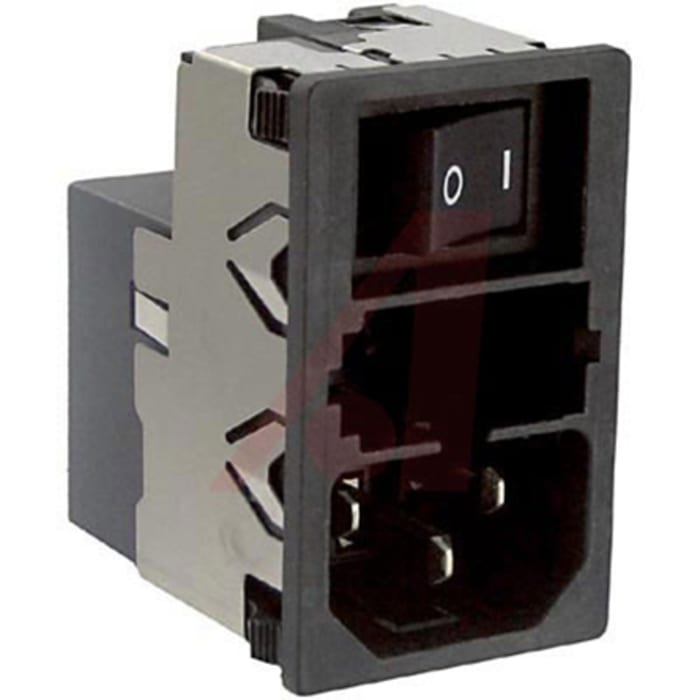 Schurter 6A, 125 V ac, 250 V ac Male Snap-In Filtered IEC Connector 2 Pole KMF1.1261.11, Quick Connect 1 Fuse