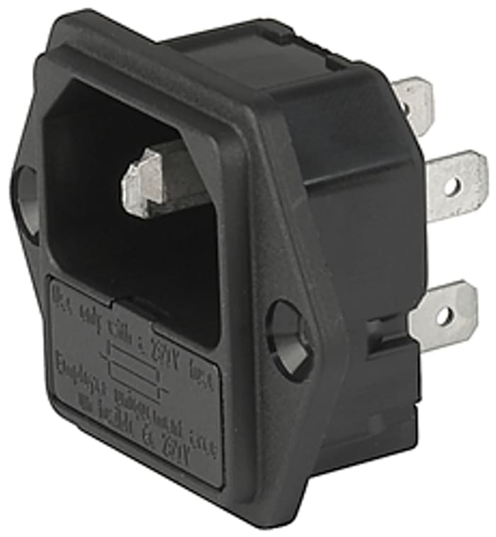 Schurter C14 Panel Mount IEC Connector Male, 10A, 250 V, Fuse Size 5 x 20mm