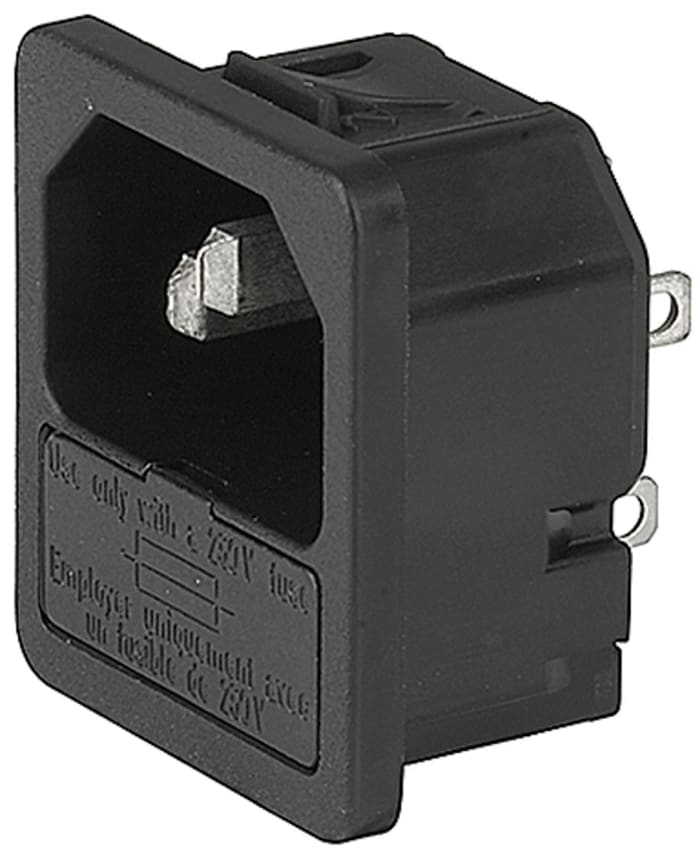 Schurter C14 Snap-In IEC Connector Male, 10A, 250 V, Fuse Size 5 x 20mm