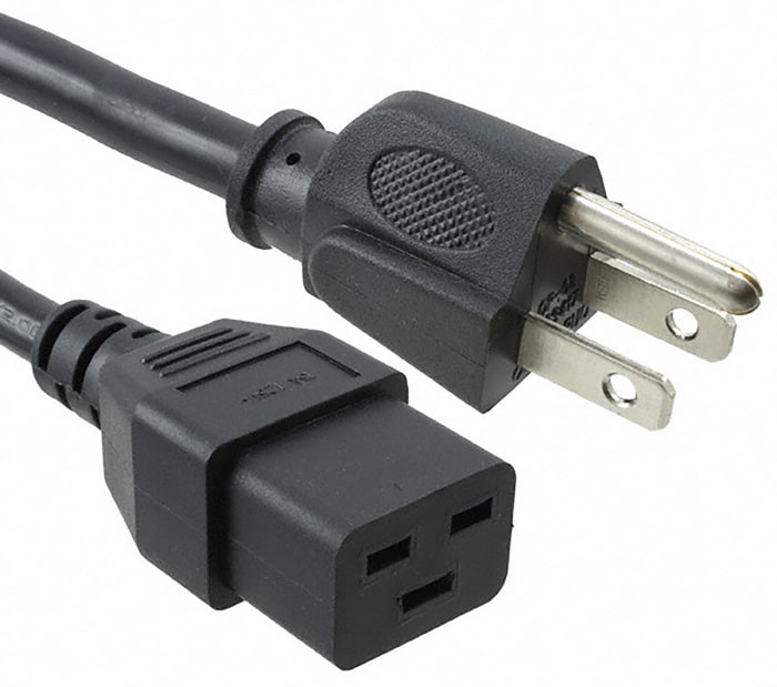 Schurter IEC C19 Socket to Type B US Plug Plug Power Cord, 2.5m