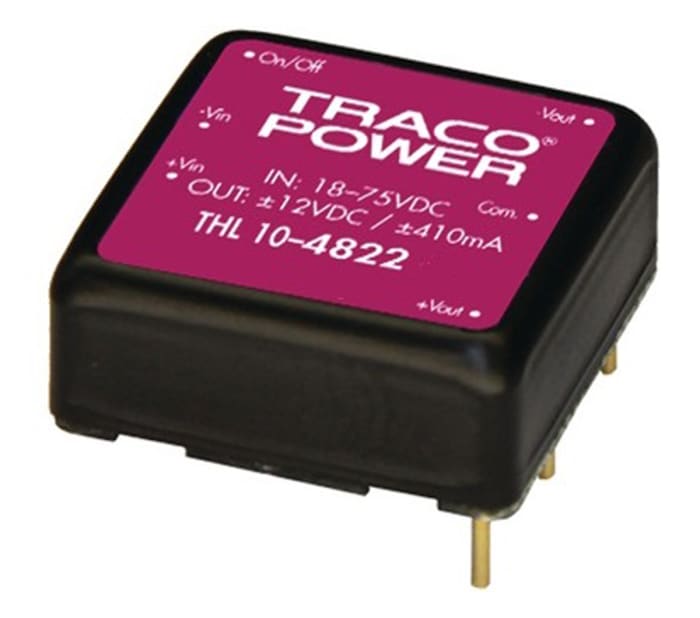 TRACOPOWER THL 10 DC-DC Converter, 5.1V dc/ 2A Output, 9 → 18 V dc Input, 10W, PCB Mount, +80°C Max Temp -40°C