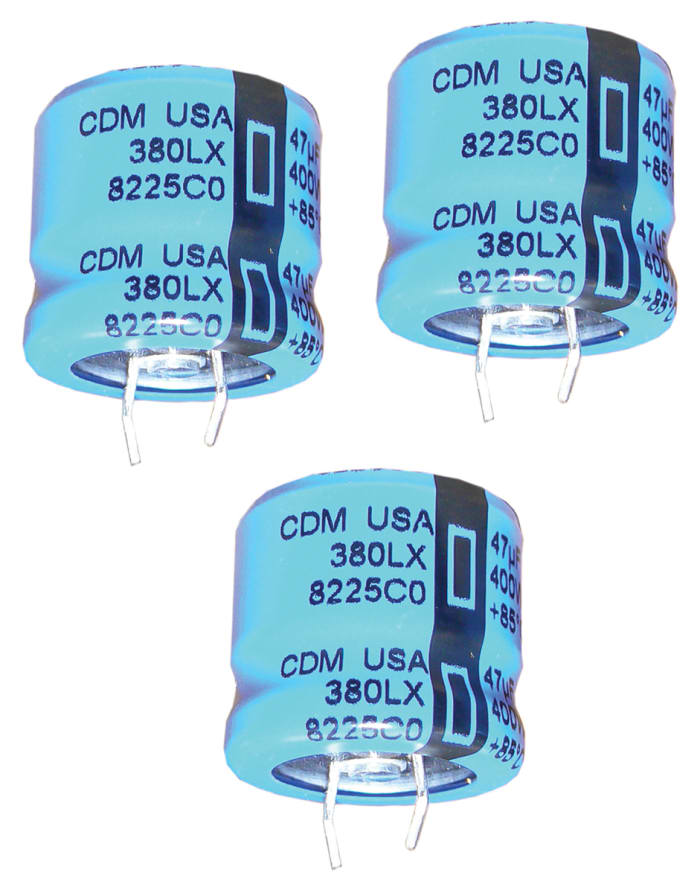 Cornell-Dubilier 47000μF Aluminium Electrolytic Capacitor 25V dc, Snap-In - 380LX473M025A052