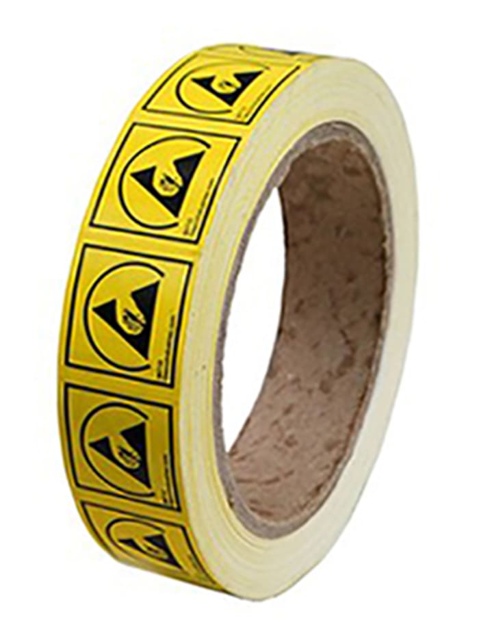 Desco Yellow/Black ESD Label 25 mm x 25mm
