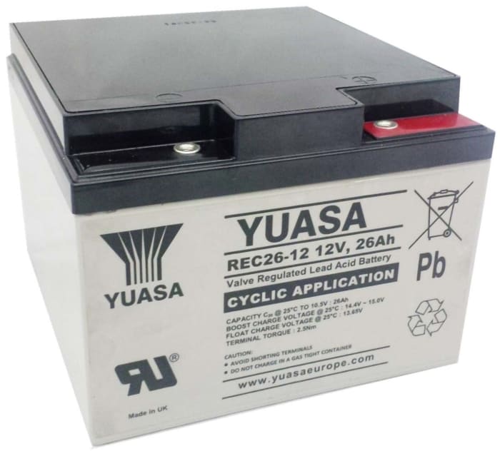 Yuasa 12V M5 Sealed Lead Acid Battery, 26Ah