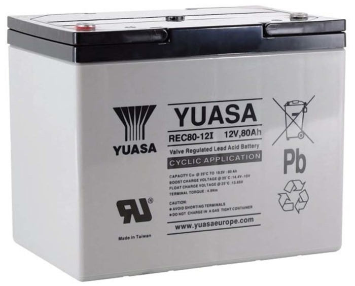 Yuasa 12V M6 Sealed Lead Acid Battery, 80Ah
