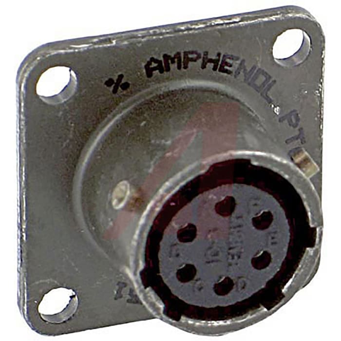 Amphenol Industrial, PT, Copper Alloy 6 Way Panel Mount MIL Spec Circular Connector ReceptacleGreen, Socket