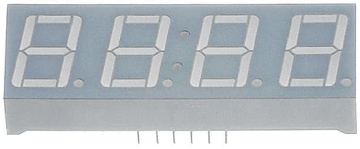 CC56-21SURKWA Kingbright 4 Digit 7-Segment LED Display, CC Red 72 mcd RH DP 14.2mm