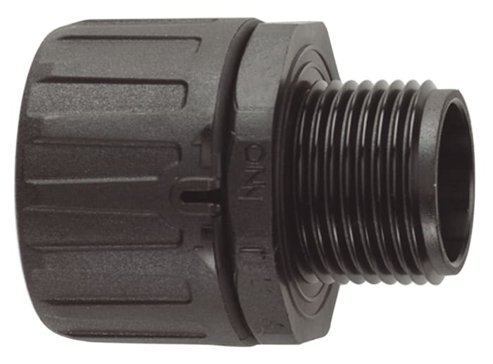 Flexicon Straight, Conduit Fitting, 18mm Nominal Size, M20, Nylon 66, Black IP66 rating