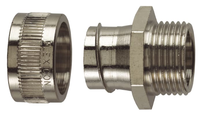 Flexicon Fixed External, Conduit Fitting, 16mm Nominal Size, M16, Nickel Plated Brass IP40 rating
