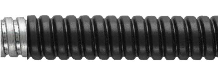 Flexicon Flexible Conduit, 25mm Nominal Diameter, Galvanised Steel, Black