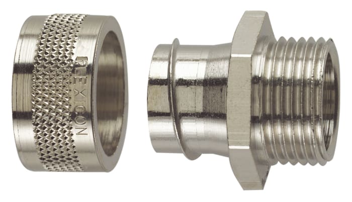 Flexicon Boru Bağlantı Parçası, Düz Bağlantı Elemanı, Nikel Kaplamalı, Pirinç, 20mm boyutlarında, IP54