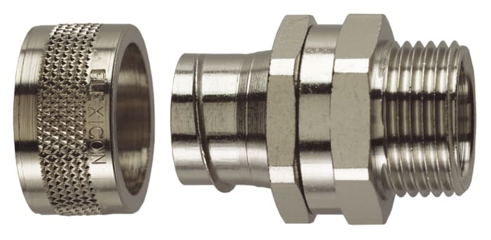 Flexicon Straight, Conduit Fitting, 32mm Nominal Size, M32, Nickel Plated Brass