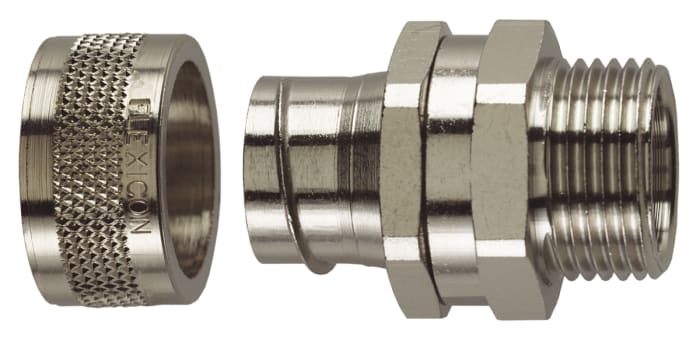 Flexicon Straight, Conduit Fitting, 63mm Nominal Size, M63, Nickel Plated Brass IP54 rating