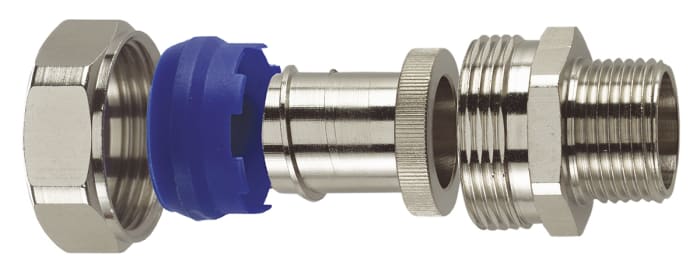 Flexicon Straight, Conduit Fitting, 32mm Nominal Size, M32, Nickel Plated Brass