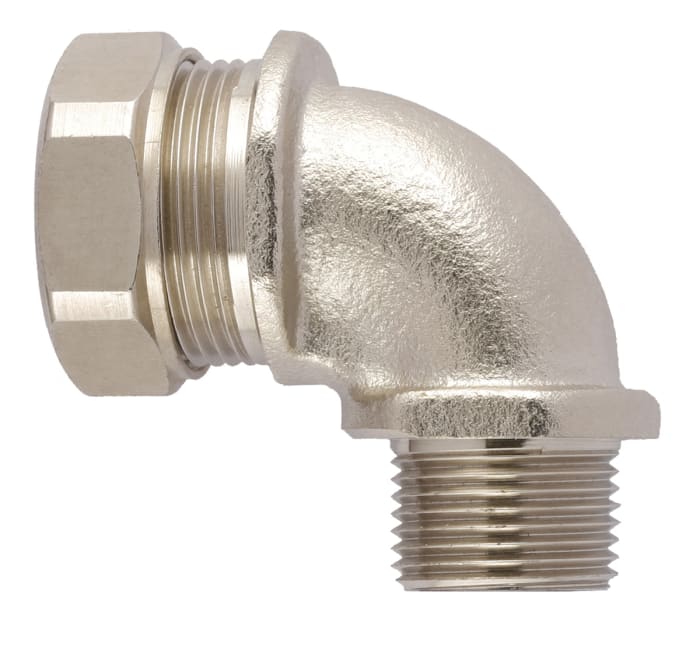 Flexicon 90° Elbow, Conduit Fitting, 32mm Nominal Size, M32, Nickel Plated Brass IP65 rating